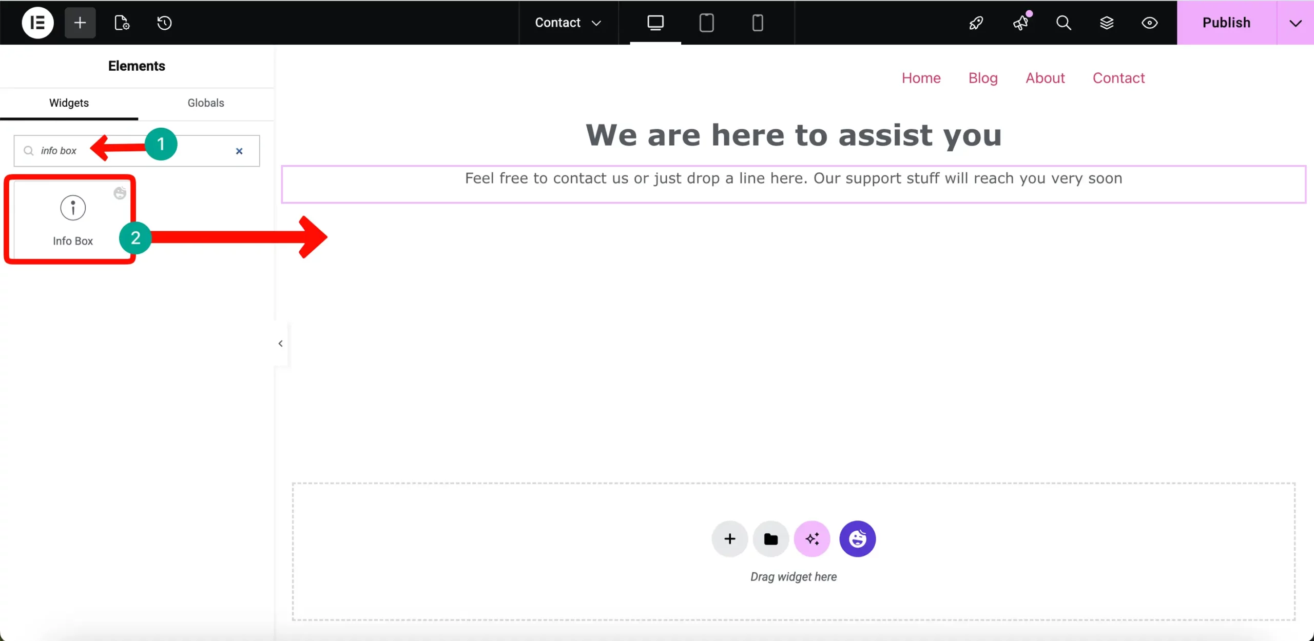 How to Create a Contact Page with Elementor (Step-by-Step Guide) 12 Info box widgets