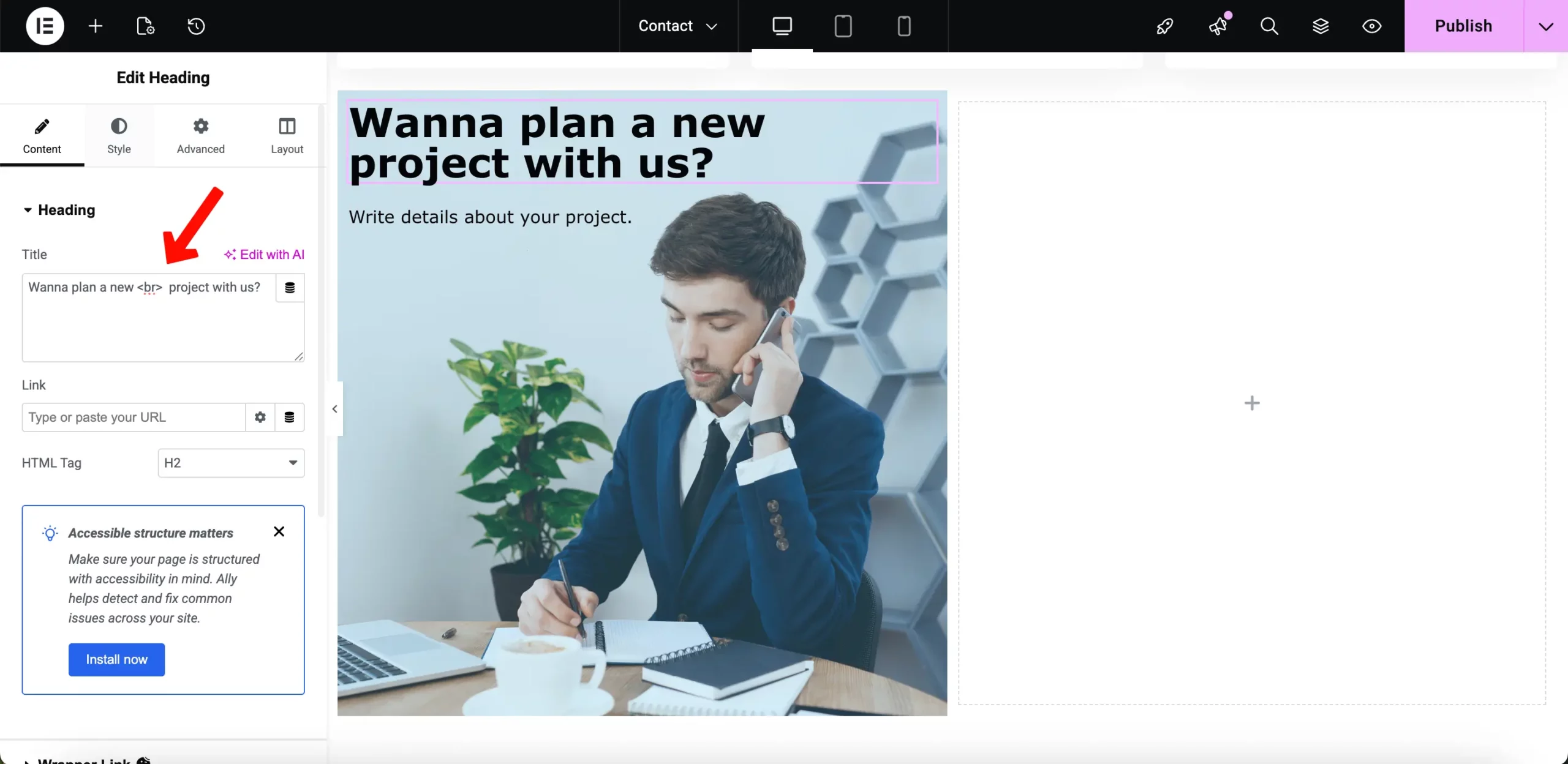 How to Create a Contact Page with Elementor (Step-by-Step Guide) 14 Image settings with supporting text