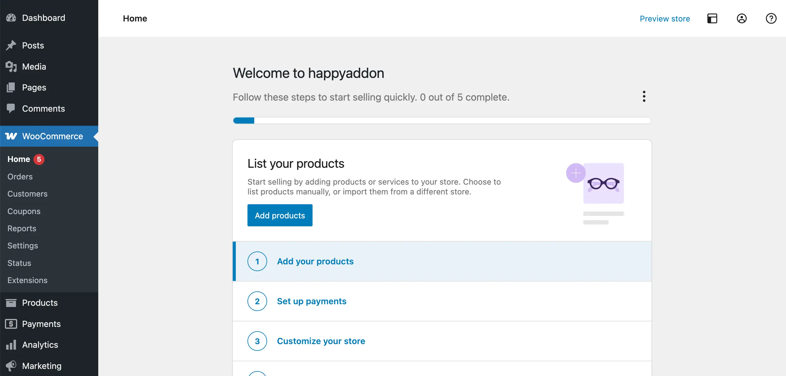WooCommerce plugin installed