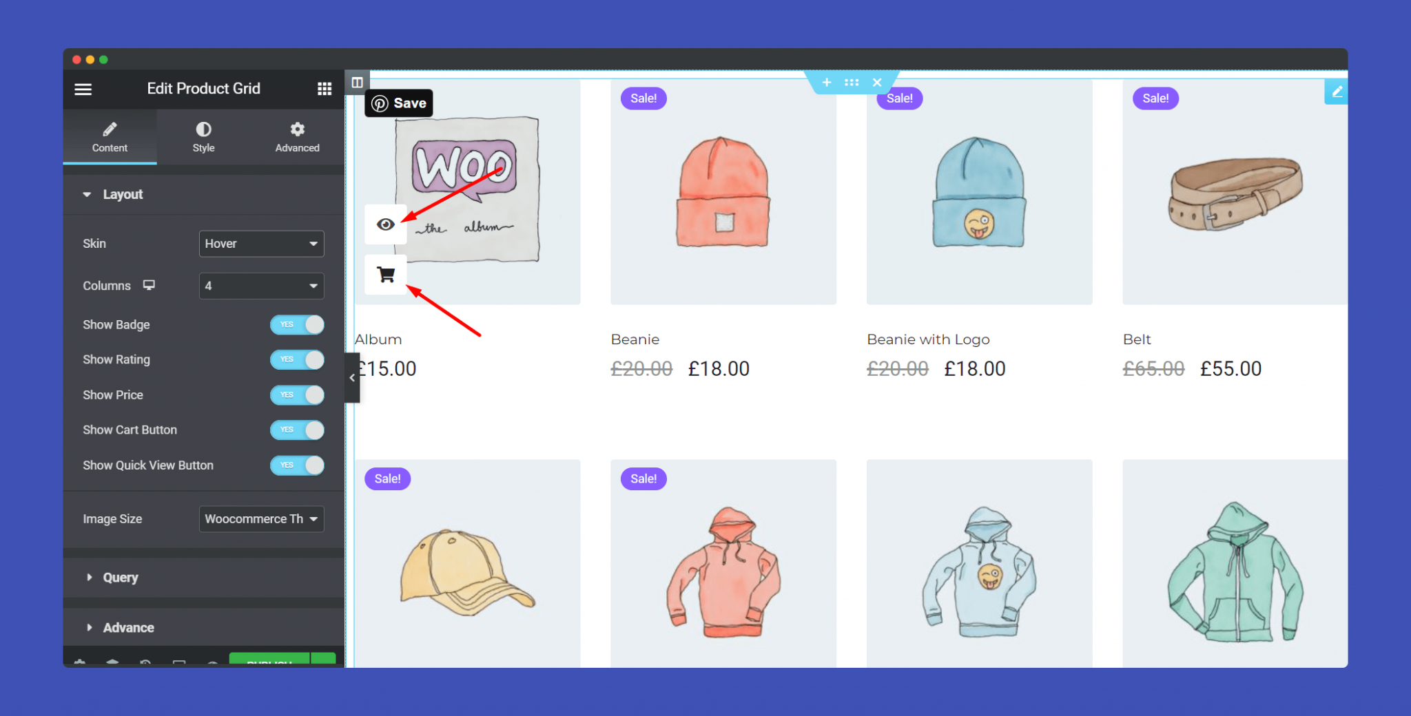 Customize the product grid layout