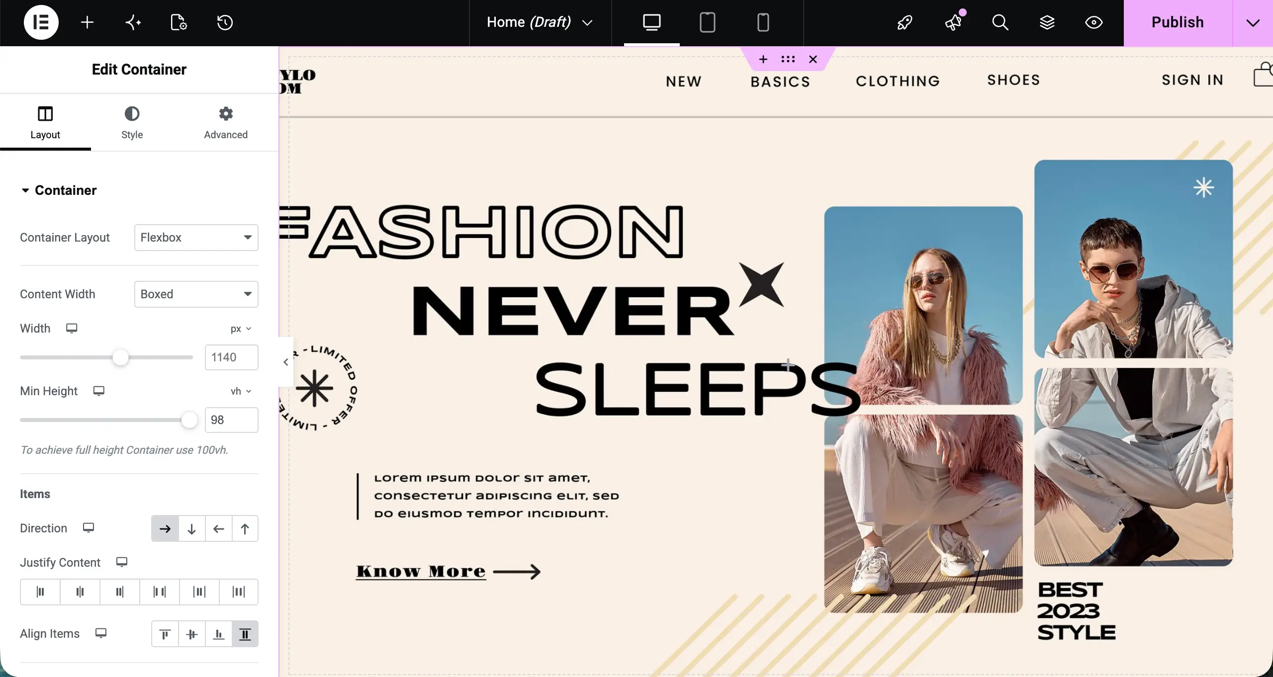 Design your homepage