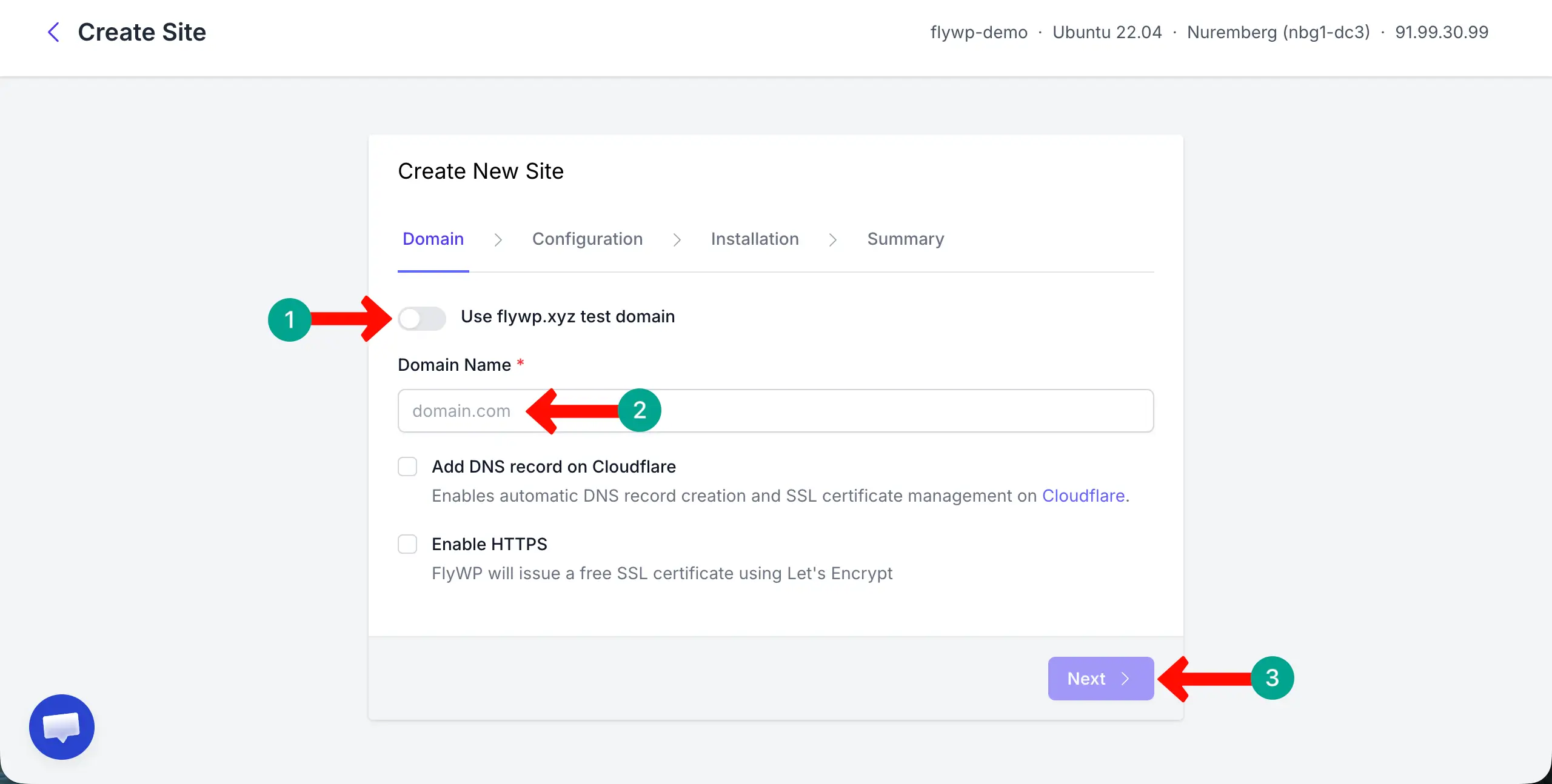 Add a domain to your site with FlyWP