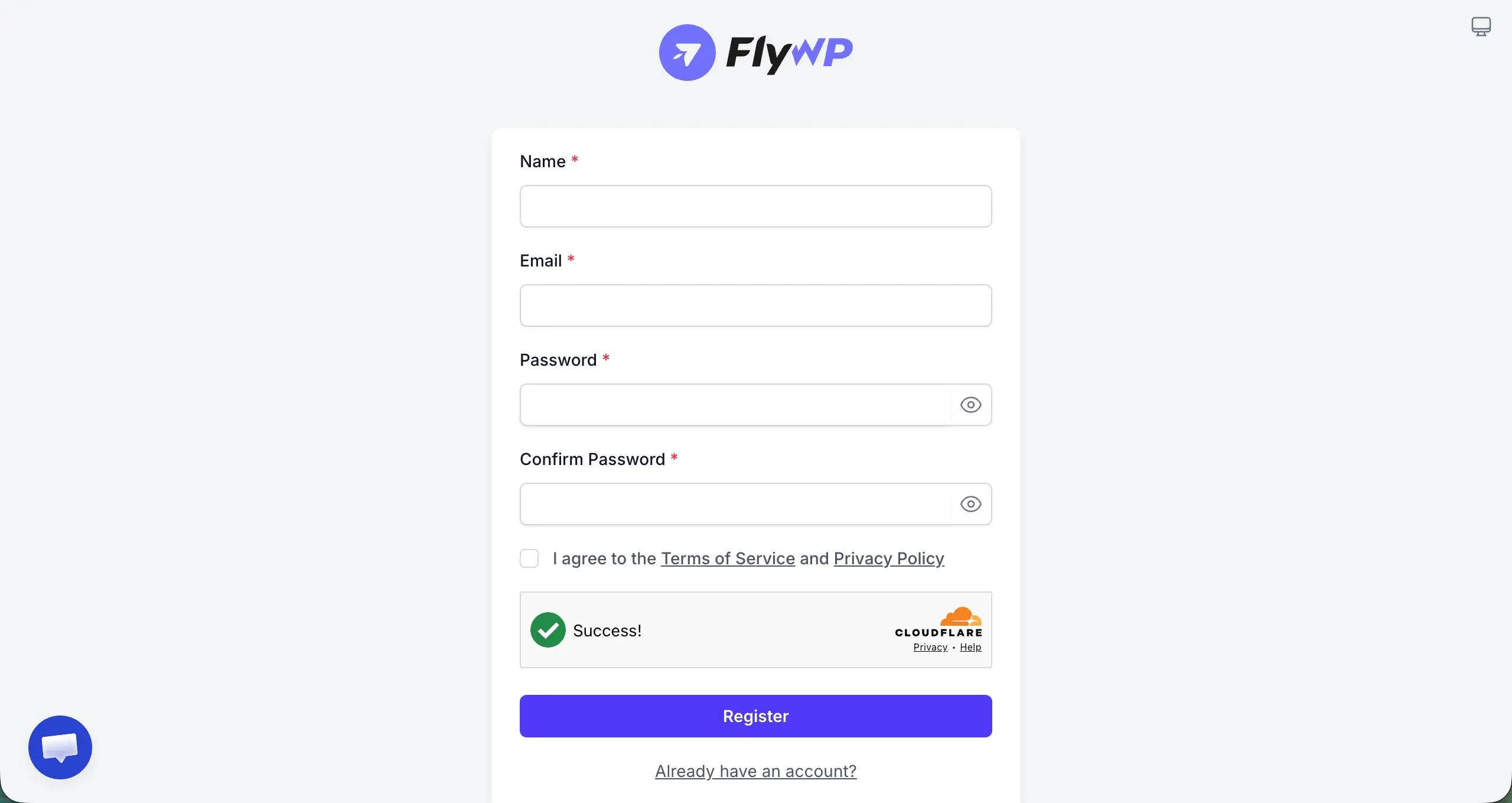 Create an account on FlyWP