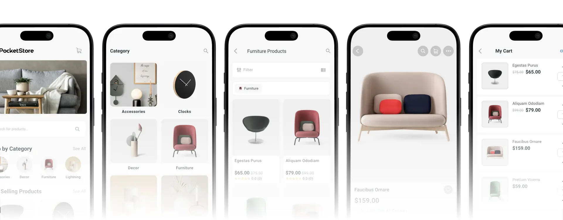 PocketStore: The Fastest Way to Create a WooCommerce Mobile App 1 PocketStore App Screens
