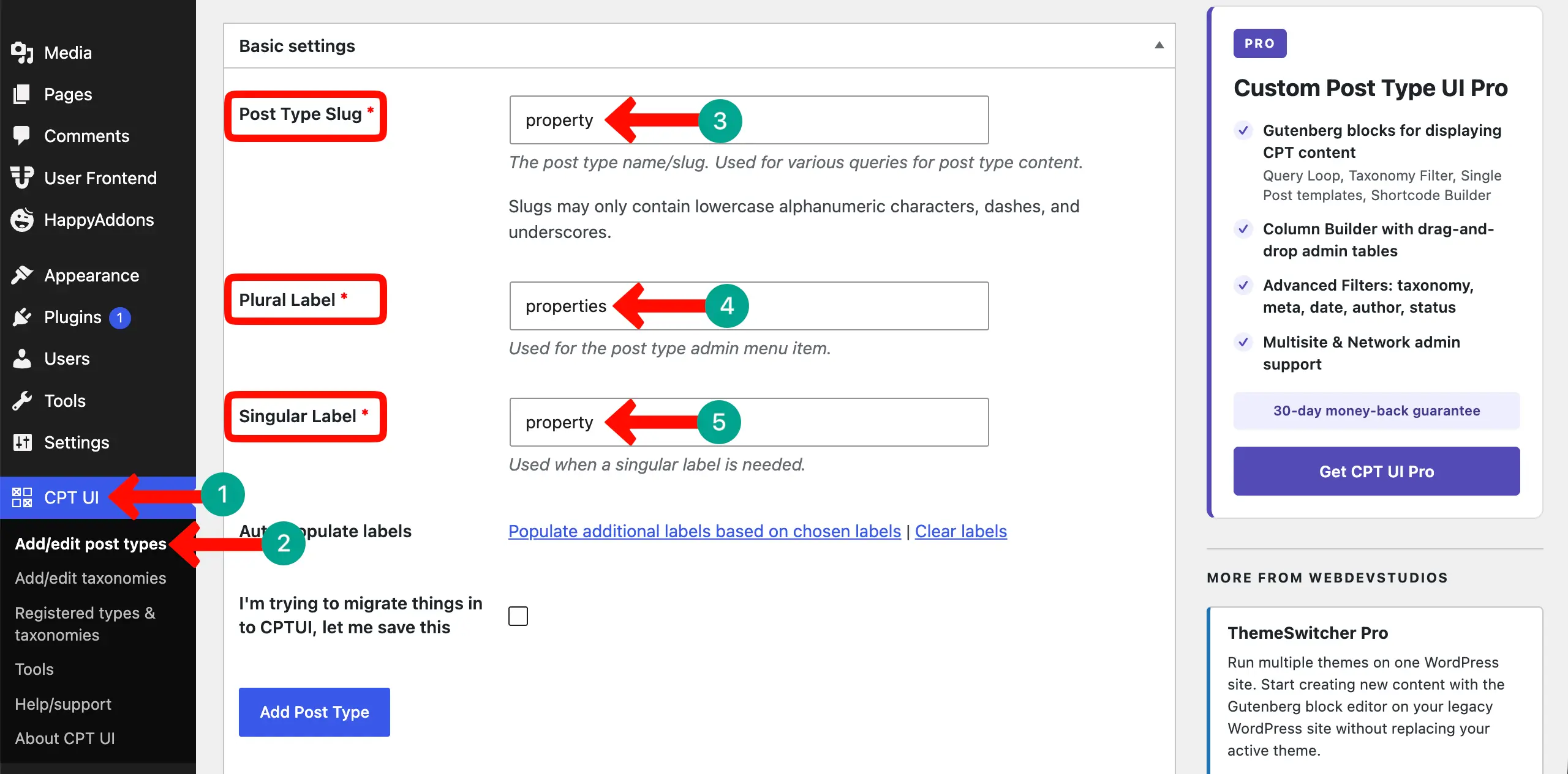 Registering your Property post type: