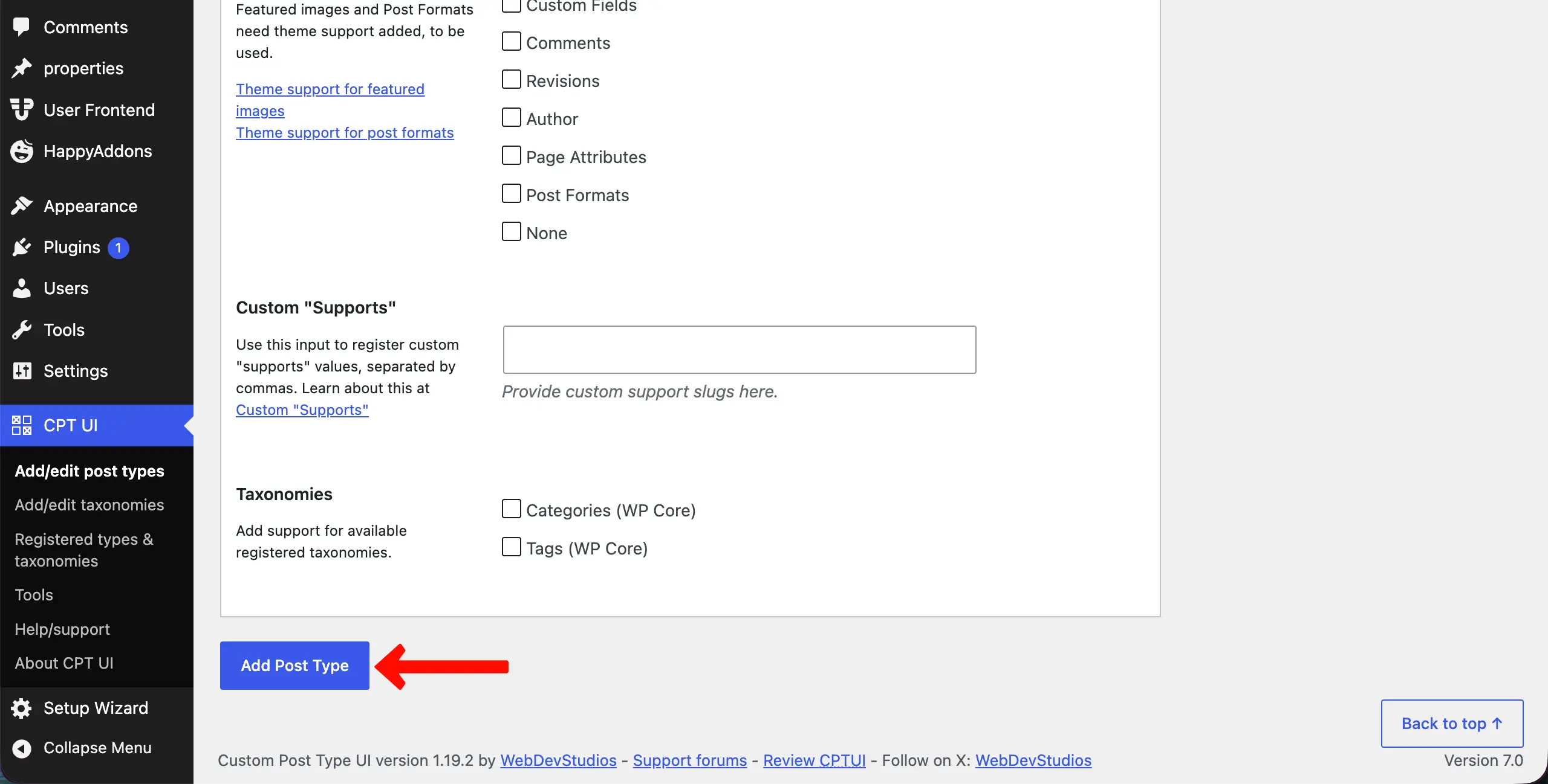 Save your property post type changes