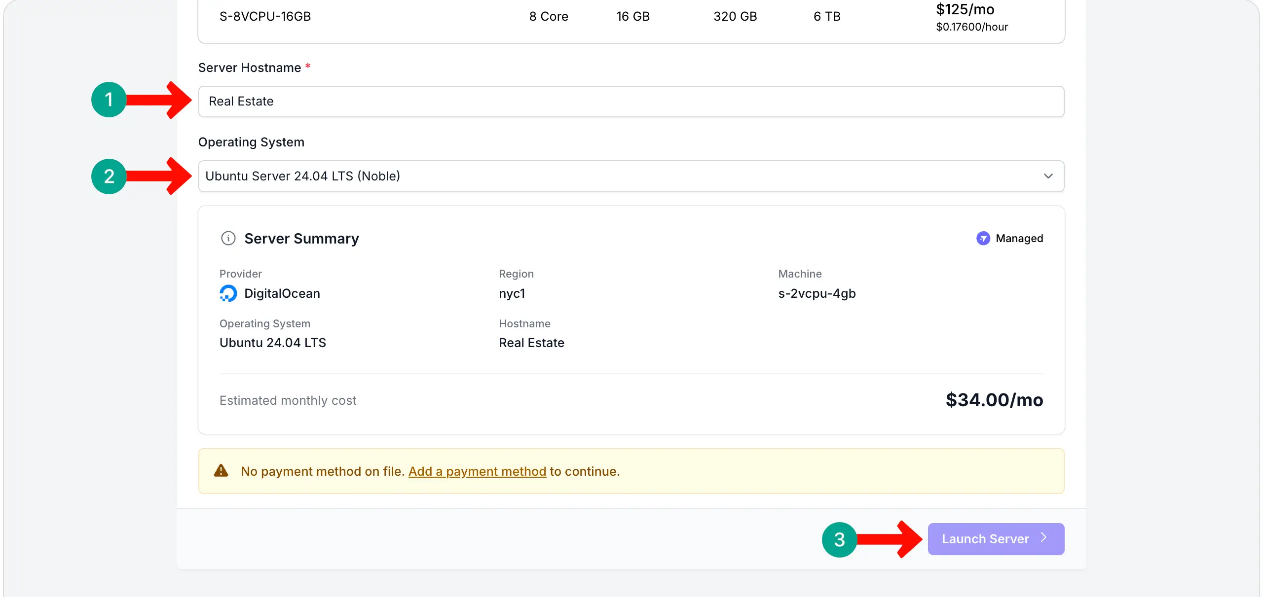 Write a server hostname