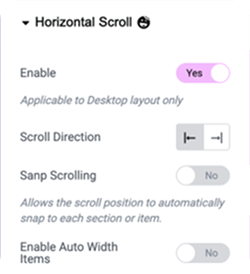 horizontal scroll setting