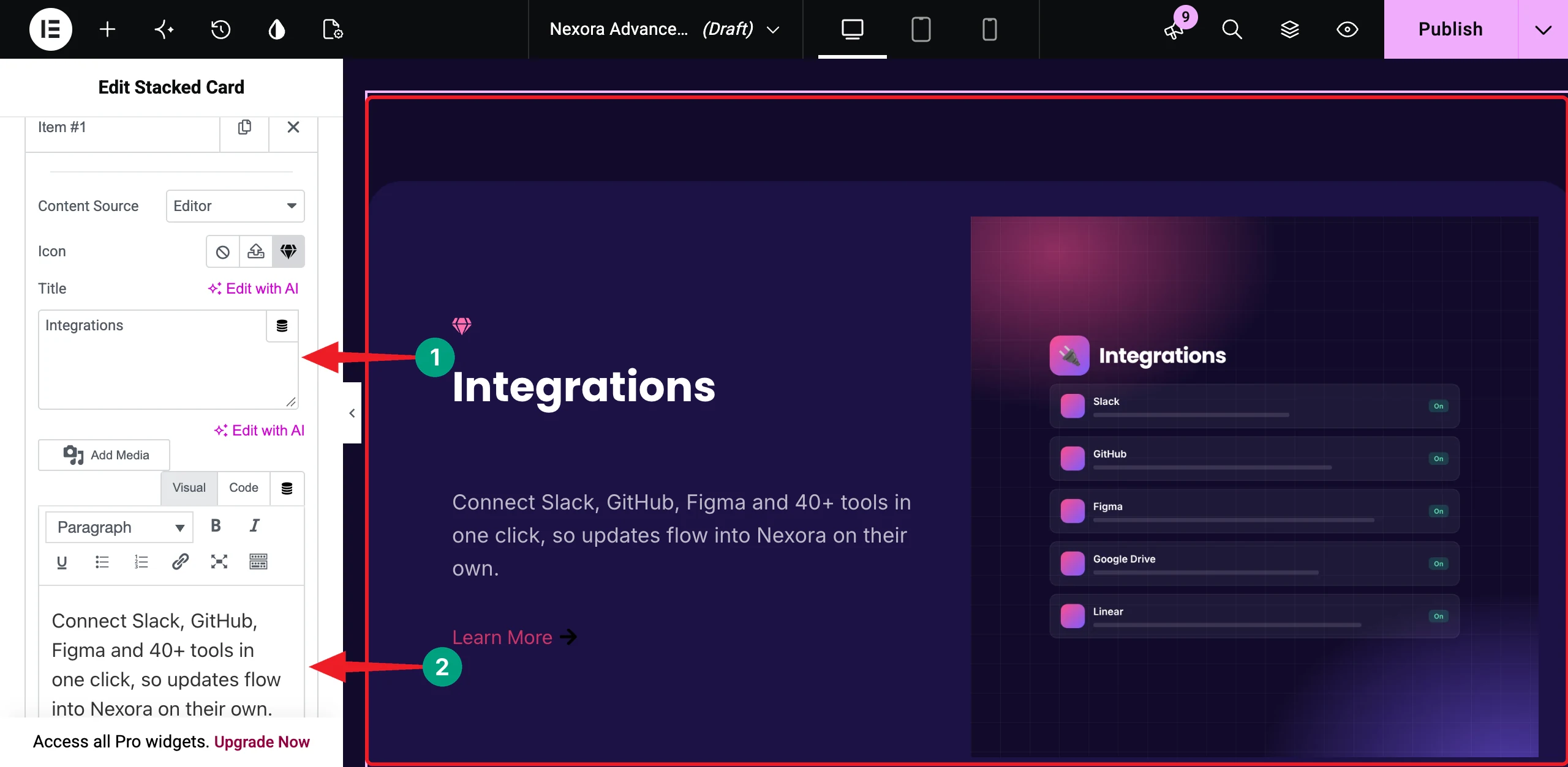 How to Build Advanced Elementor Layouts Without Custom CSS 20 Add a title and description to each card