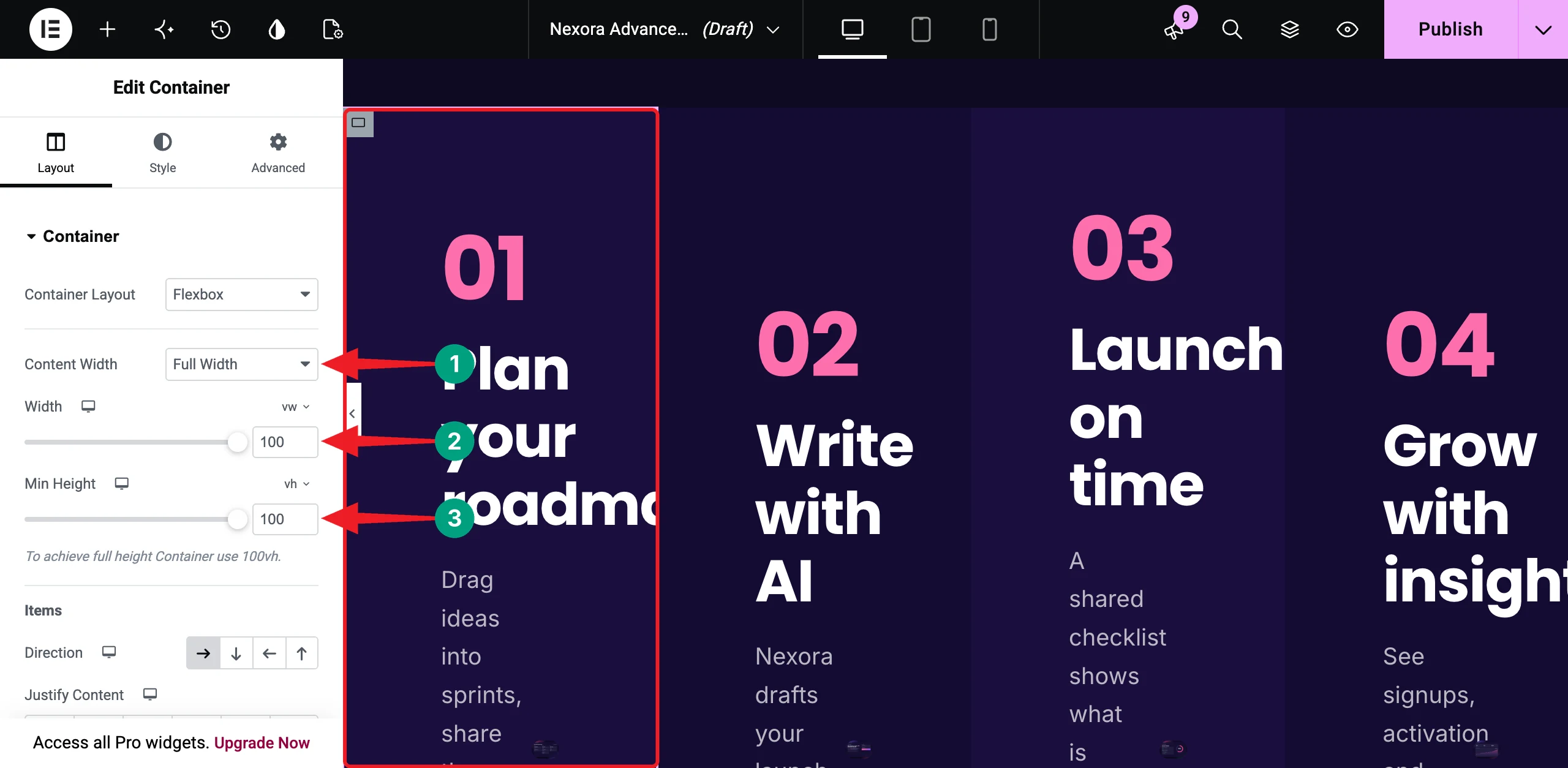 How to Build Advanced Elementor Layouts Without Custom CSS 14 Create a Horizontal Scroll Section with Horizontal Scroll
