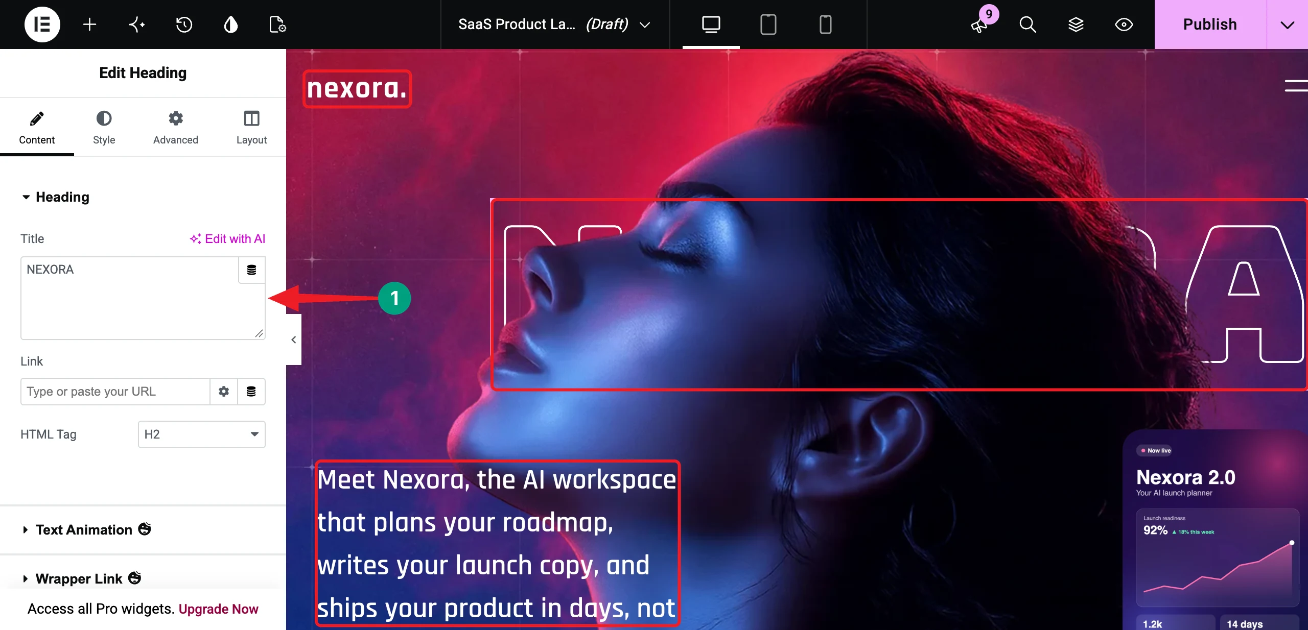 How to Build a Modern Animated Hero Section with Elementor GSAP 11 Customize the Hero Content for Your SaaS Product