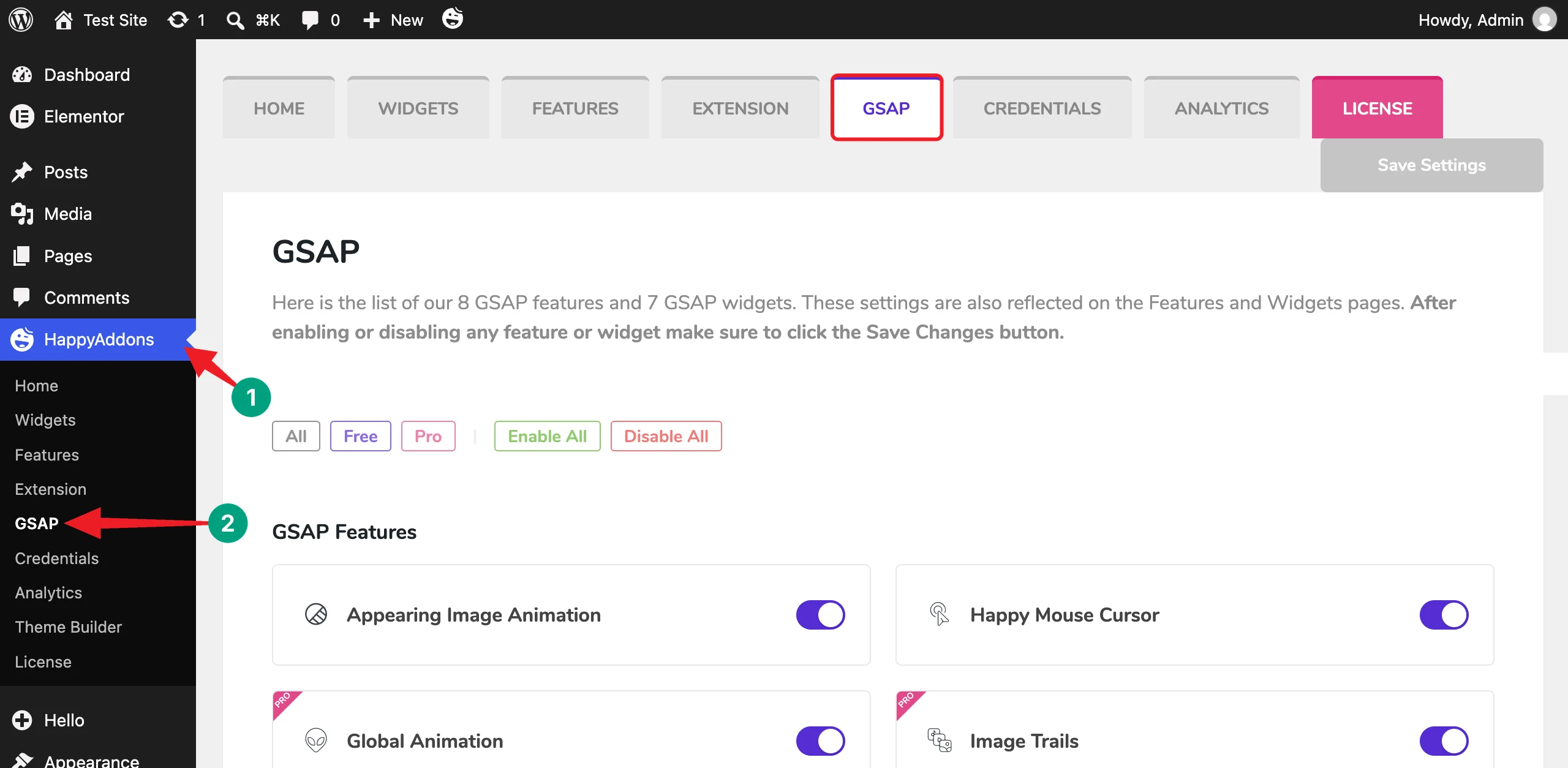 How to Build Advanced Elementor Layouts Without Custom CSS 3 Enable the GSAP Features and Widgets in HappyAddons