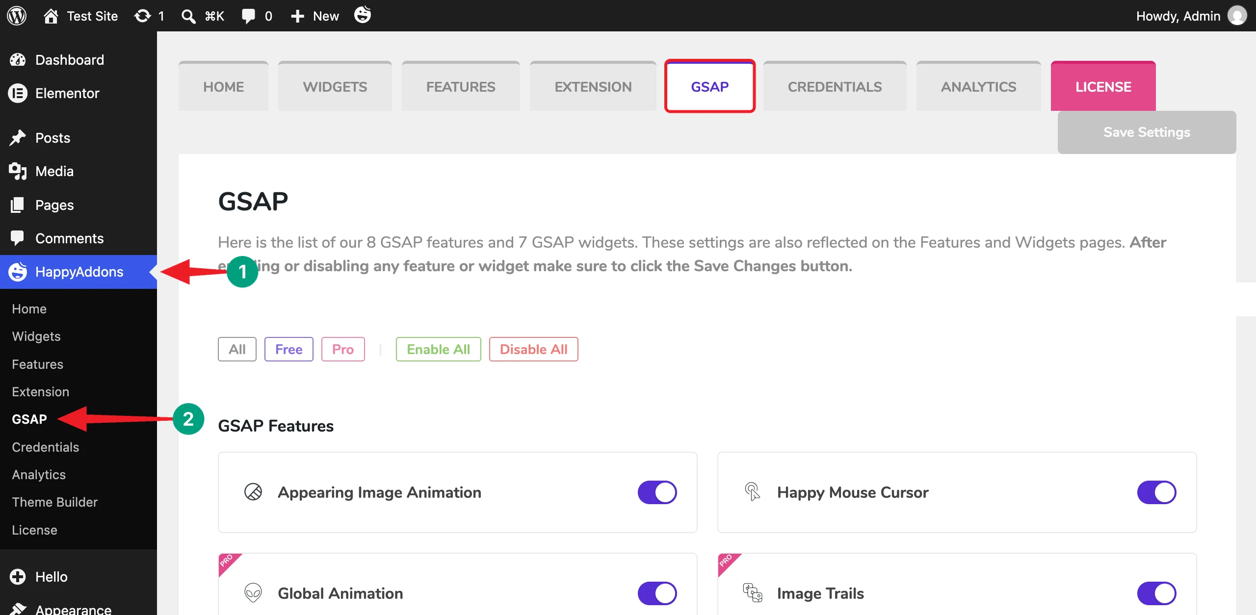 How to Build a Modern Animated Hero Section with Elementor GSAP 2 Enable the GSAP Features in HappyAddons