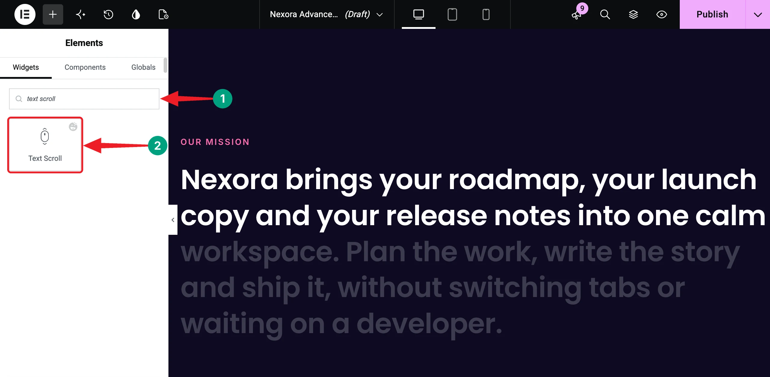 How to Build Advanced Elementor Layouts Without Custom CSS 10 Highlight Text Line by Line with the Text Scroll Widget