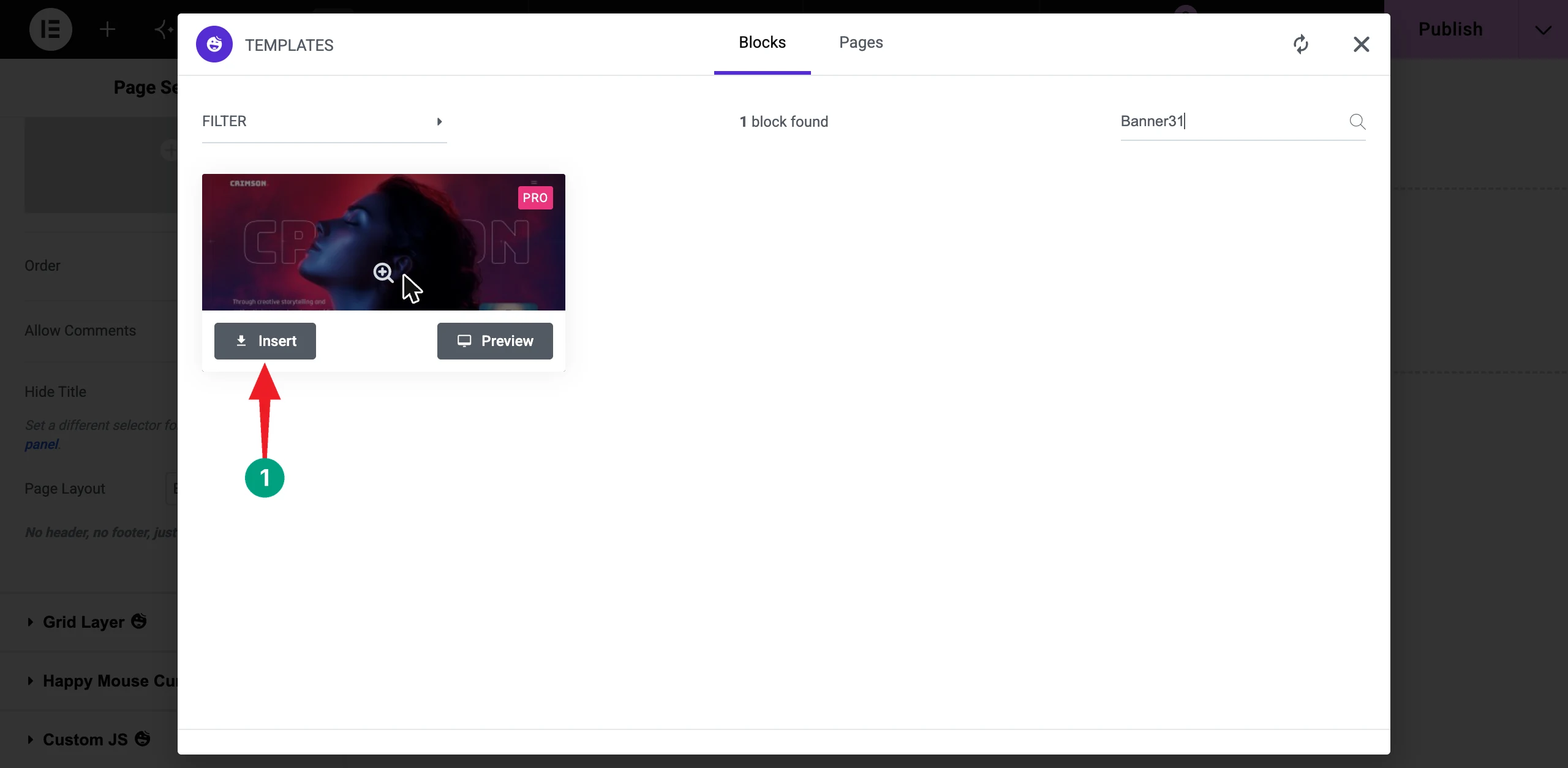 How to Build a Modern Animated Hero Section with Elementor GSAP 9 Insert the Banner31 block