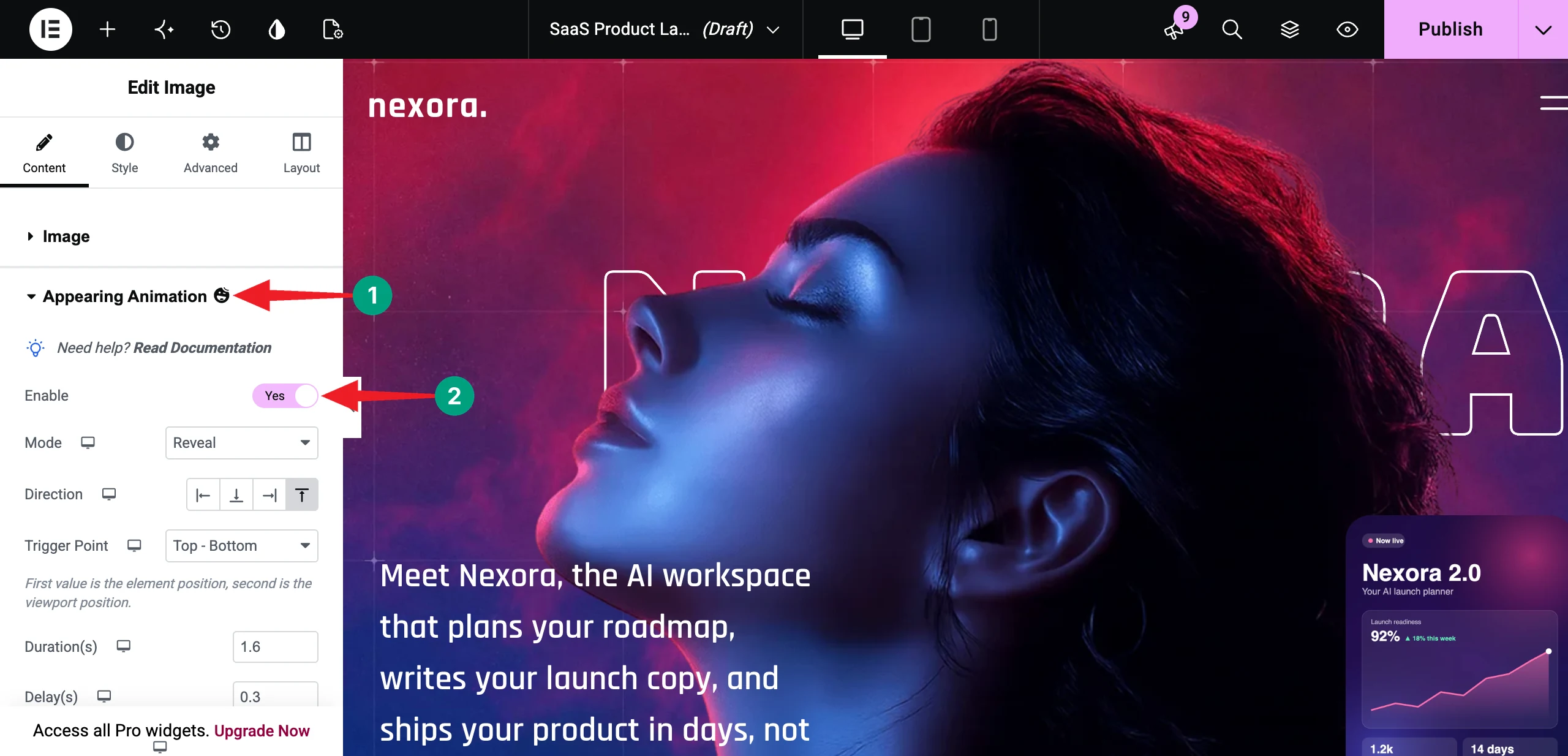 How to Build a Modern Animated Hero Section with Elementor GSAP 18 Reveal the Hero Image with Appearing Image Animation