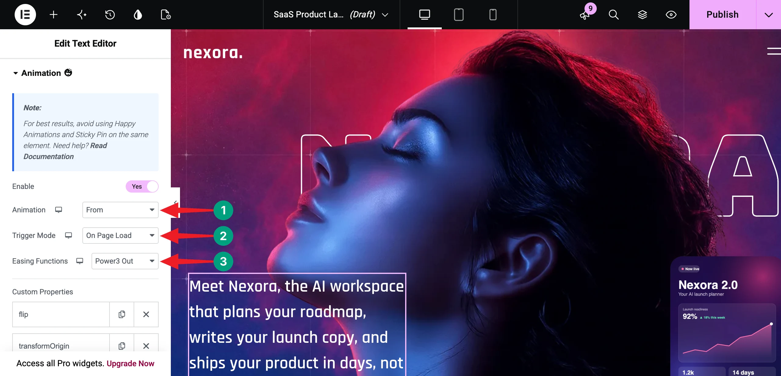 How to Build a Modern Animated Hero Section with Elementor GSAP 21 Set the animation type and trigger mode