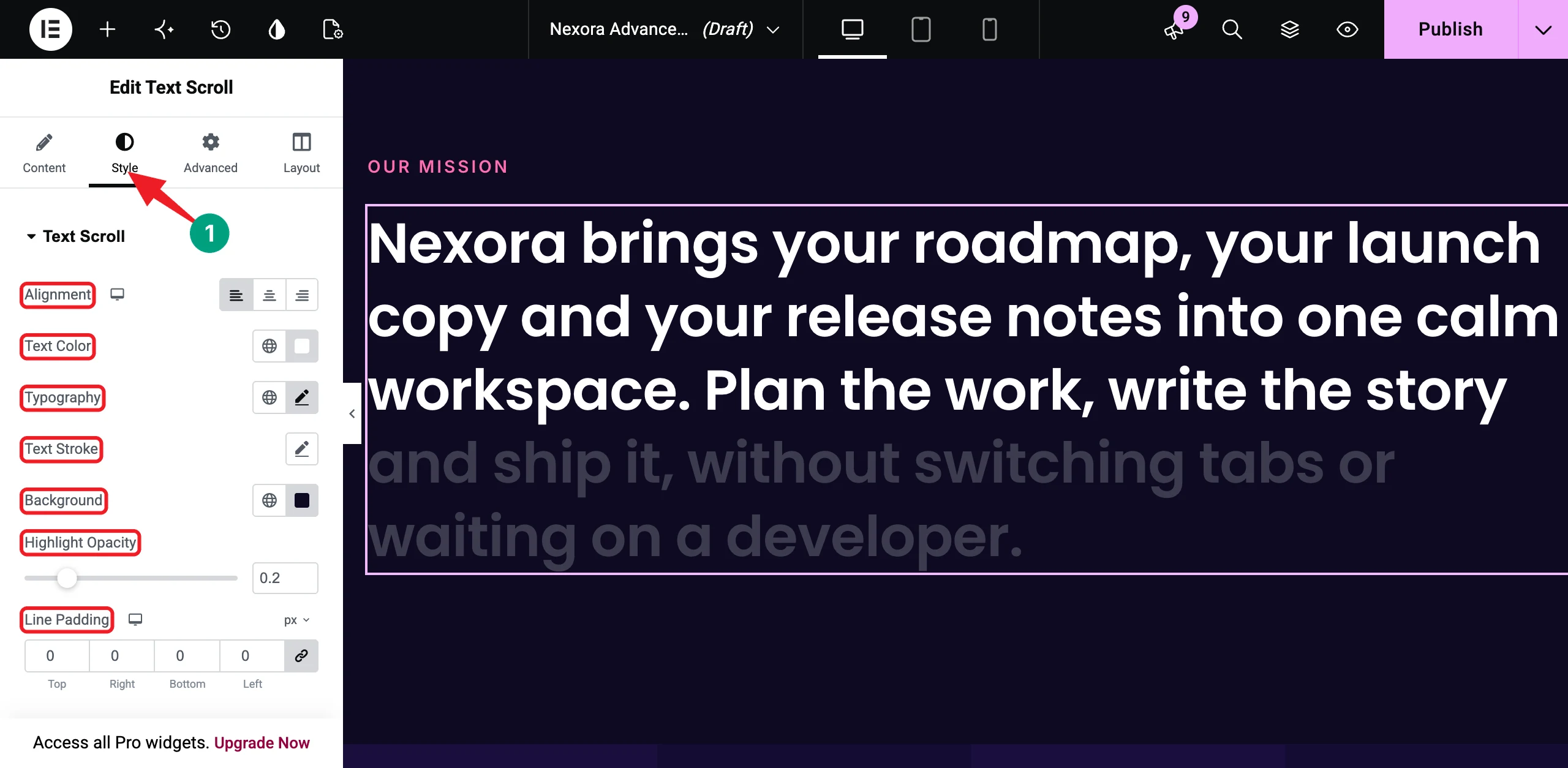 How to Build Advanced Elementor Layouts Without Custom CSS 13 Style the Text Scroll widget
