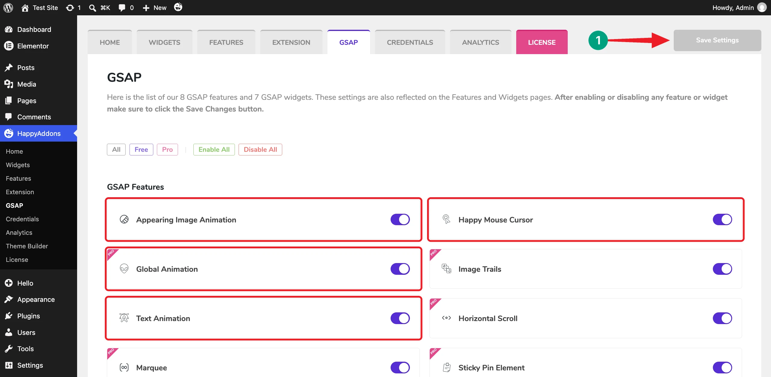 How to Build a Modern Animated Hero Section with Elementor GSAP 3 Toggle on the GSAP features you need